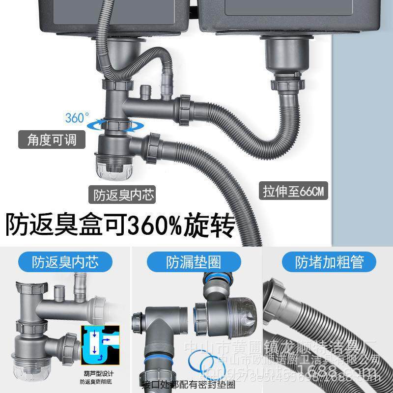 厨房洗菜盆下水管配件单双槽防臭排水管三通洗碗池下水器通用套装,家装主材,下水器,淘宝优惠券,粉丝福利购,淘宝优惠卷