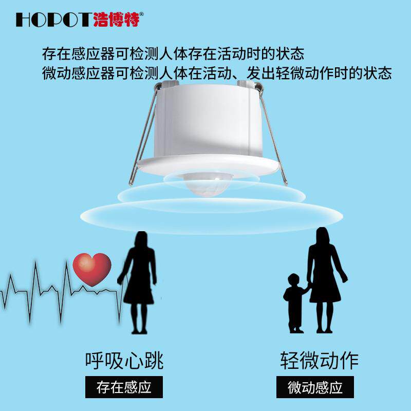 rs485感应器人体存在呼吸动静检测感知24v弱电嵌入雷达报警感应器