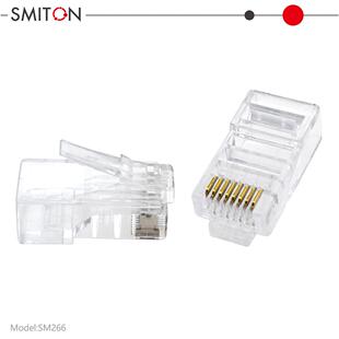 AT络6非屏蔽定水晶头镀金C透明白RJ45KQP8P8C网专用网速更稳更快