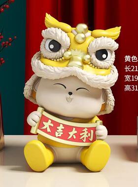 创意新中式醒狮兔吉NRM祥摆柜件家书居客厅酒电视柜玄关柜面桌装