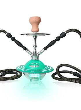 亚克力水烟壶套装双管水烟配件不锈钢飞碟款shisha/hookah