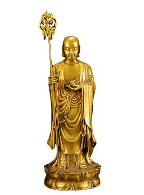 黄铜地藏王菩萨摆件小号供奉铜佛像许大愿佛像站立地藏王菩萨大号