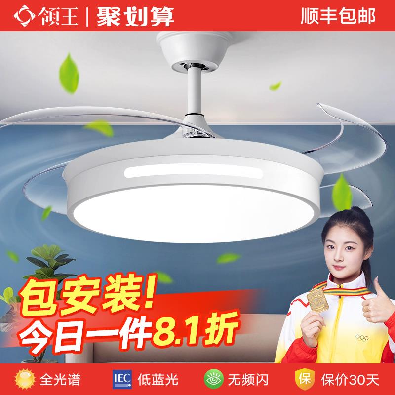 领王隐形风扇灯吊扇灯客厅餐厅卧室家用现代简约吊顶电扇吊灯一体