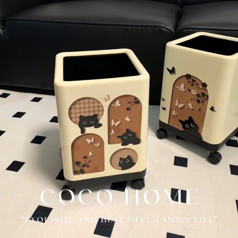 【新家的100个快递】猫咪垃圾桶家用垃圾纸篓直投式带轮垃圾桶