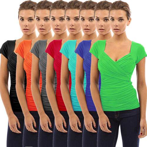 Short sleeved low waisted women's top for showing