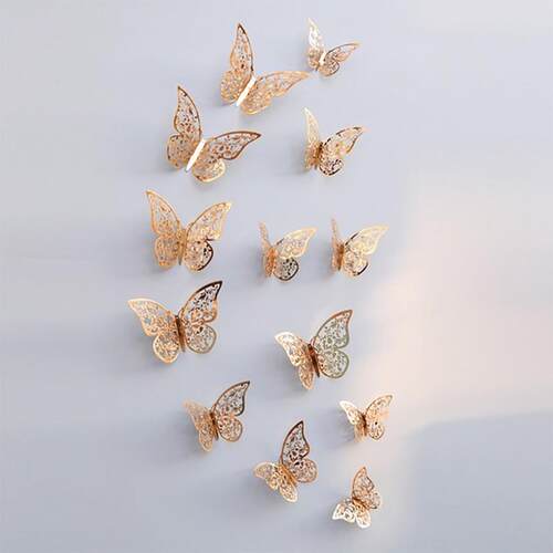 12Pcs 3D Hollow Butterfly Wall Sticker For Home Decoration D