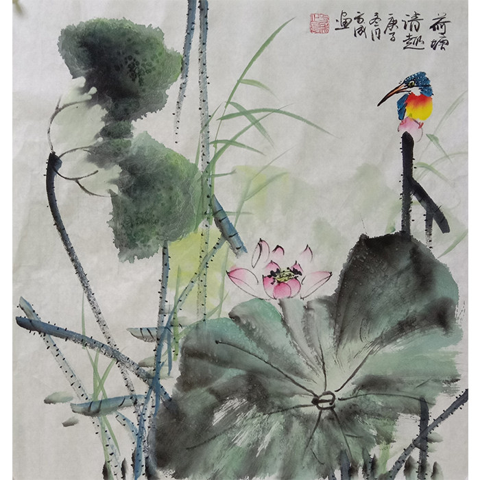 现货速发纯手绘国画小品装饰画客厅餐厅玄关电表箱挂画写意花鸟画