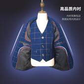 儿童小西装 四件套花童外套男孩礼服小孩男童西服三件套格子 套装