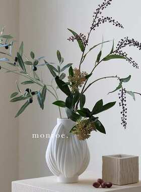 陶瓷白色花瓶3D打印景德镇干花北欧摆件轻奢高档创意