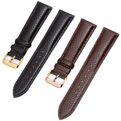 手表带男真皮软皮女款手表链荔枝纹头层牛皮针扣手表配件工厂