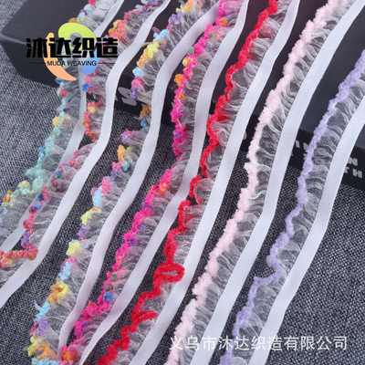 爆款上新多规格色织间色绒条褶皱花边松紧DIY零售精包装淘系
