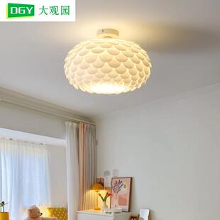 大观园卧室灯吊灯简约现代主卧灯法式 奶油灯具创意羽毛房间灯389L