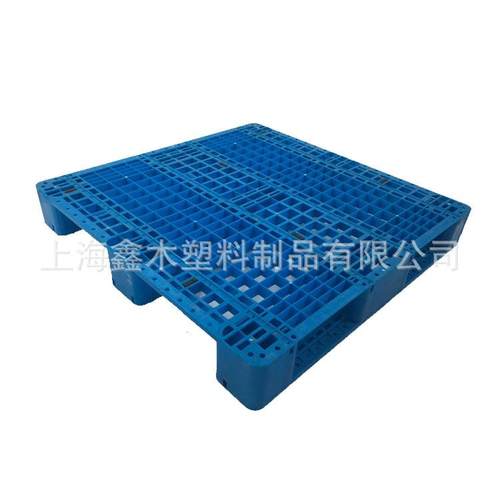 川字托盘1210网格塑料栈板货架叉车卡板可加钢管四面进叉蓝色