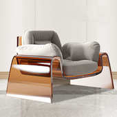 北欧设计款 红茶色亚克力休闲沙发现代轻奢样板透明材料单人沙发椅