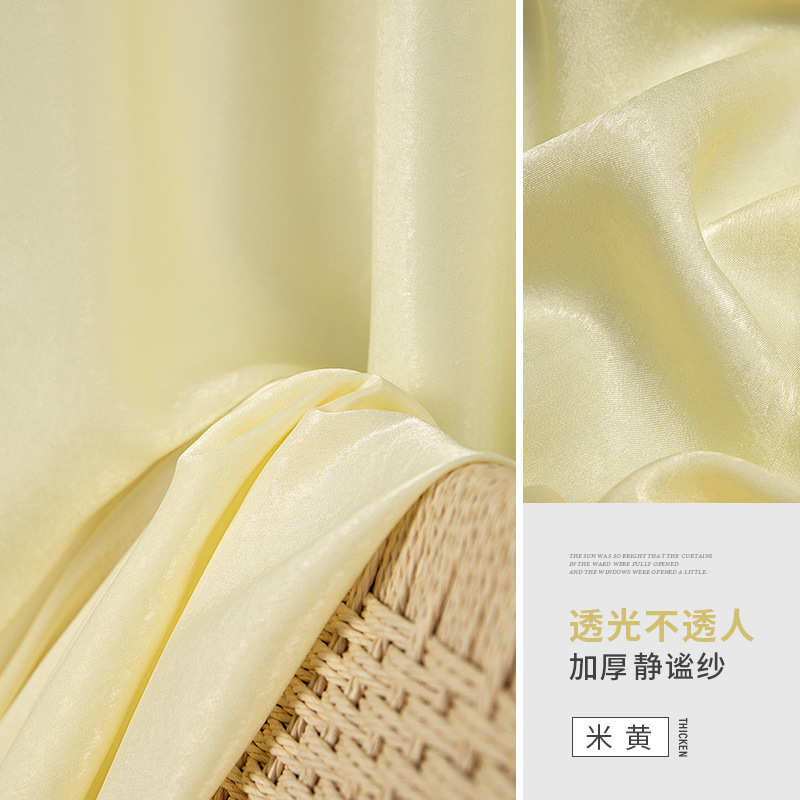年纱客厅2023白纱透光窗纱新款人丝绒纱帘幔不透白色天 窗帘inc0
