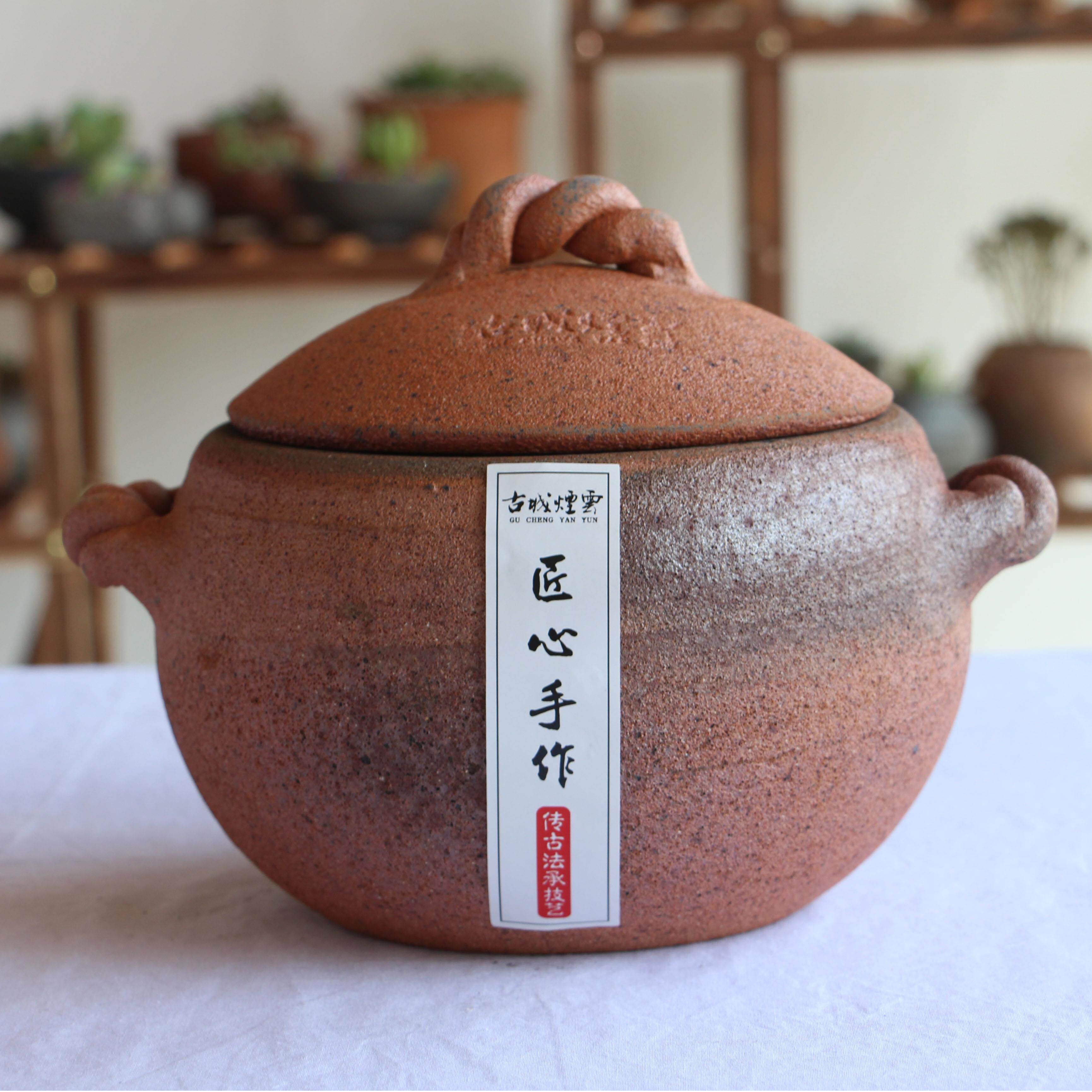 荥经无釉传统老式土砂锅炖锅宝宝小沙锅汤煲迷你红砂锅煲家用燃气