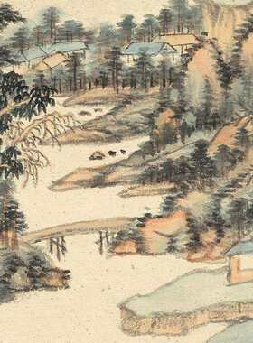 溥畔年 国画山水画名家字画艺术微喷打印书画宣纸画心清王时敏仿