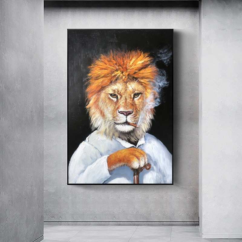 创意动物纯手工绘画抽像油画厚肌理装饰画家居挂画 oil painting图片