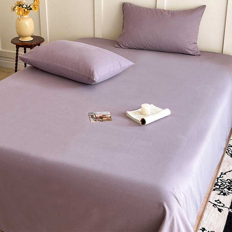 加厚磨毛纯棉床单单件100宿舍单人纯色炕单紫被单枕套2三马小