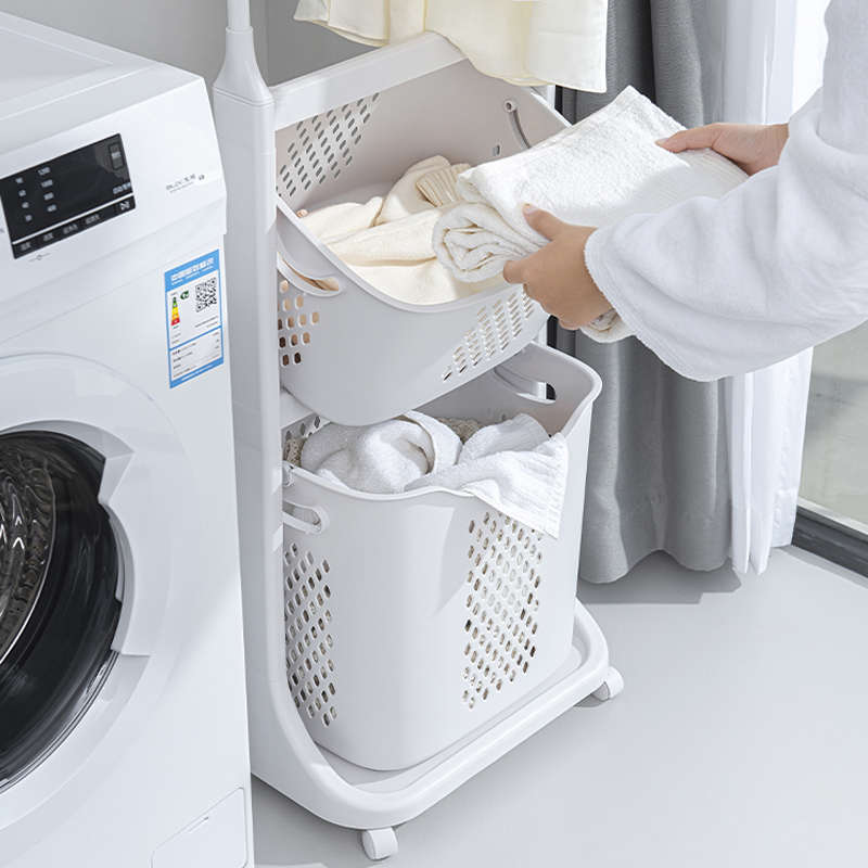 落地次净挂衣架带轮浴室收纳卧室脏衣篮篓隔夜移动晾衣架衣帽架子