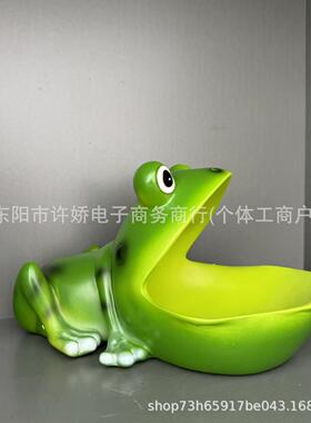 跨境新品青蛙雕像家庭趣味大嘴糖果钥匙碗客厅树脂摆件氛围装饰