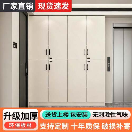 定制鞋柜家用室外电梯入户门口一体靠墙门外走廊收纳柜带锁收纳柜