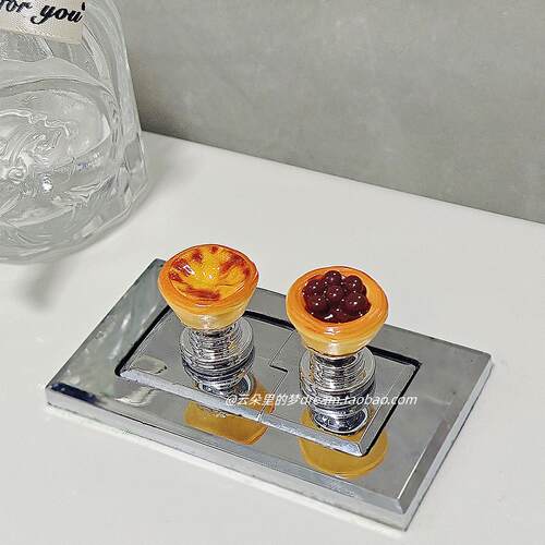 马桶按钮创意卫生间水箱冲水按压器蛋挞美甲辅助浴室马桶按键延长