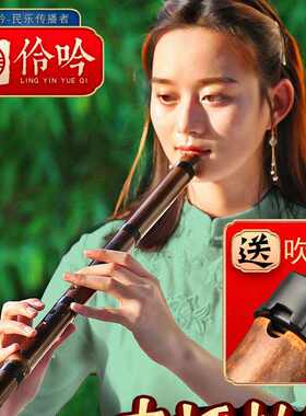 浅竺洞萧乐器初学入门正反手F紫竹短箫六古风八孔一节G调素玉箫笛