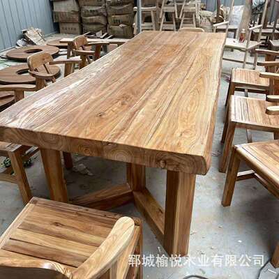 老榆木大班桌商业办桌 会议桌茶桌合餐桌公书桌画桌5-52112办公椅