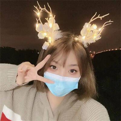Merry Christmas Glow Antler Headband Fairy Tale Flower Retro