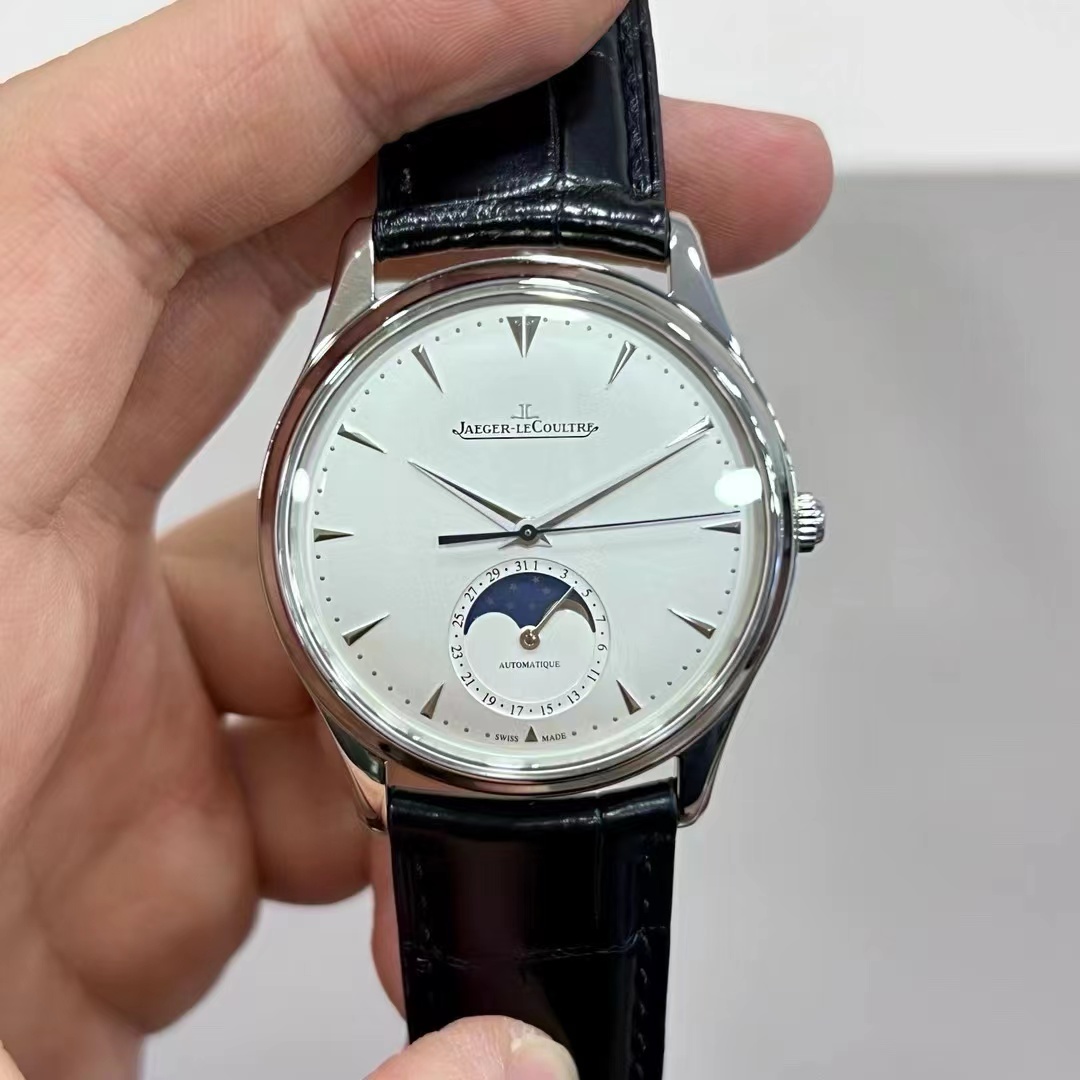 新款金陀[9.8新]积家大师系列月相显示精钢自动机械男表1368420