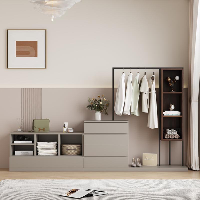 多功能落地斗衣帽架一体主QNS卧室物储柜床尾柜简现约代床柜头挂