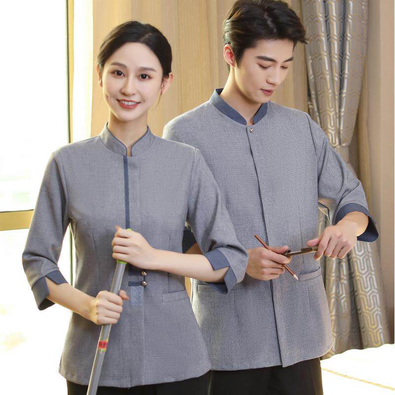 酒店七分袖保洁服套装家政物业清洁员阿姨PA中袖工作服夏季客房女