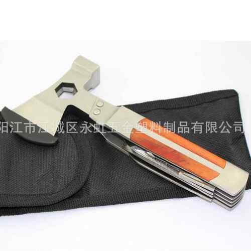 彩木方头多功能斧头锤户外工具十合一多功能车载安全锤救生锤