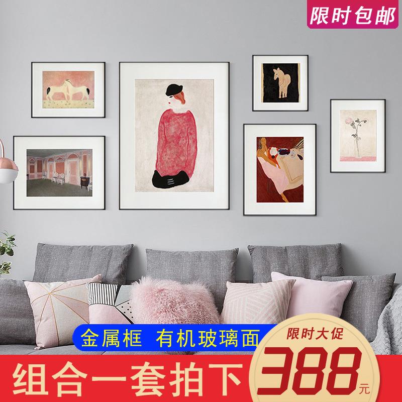 北欧复古组合装饰画美式欧式壁画客厅沙发背景墙法式餐厅小众挂画