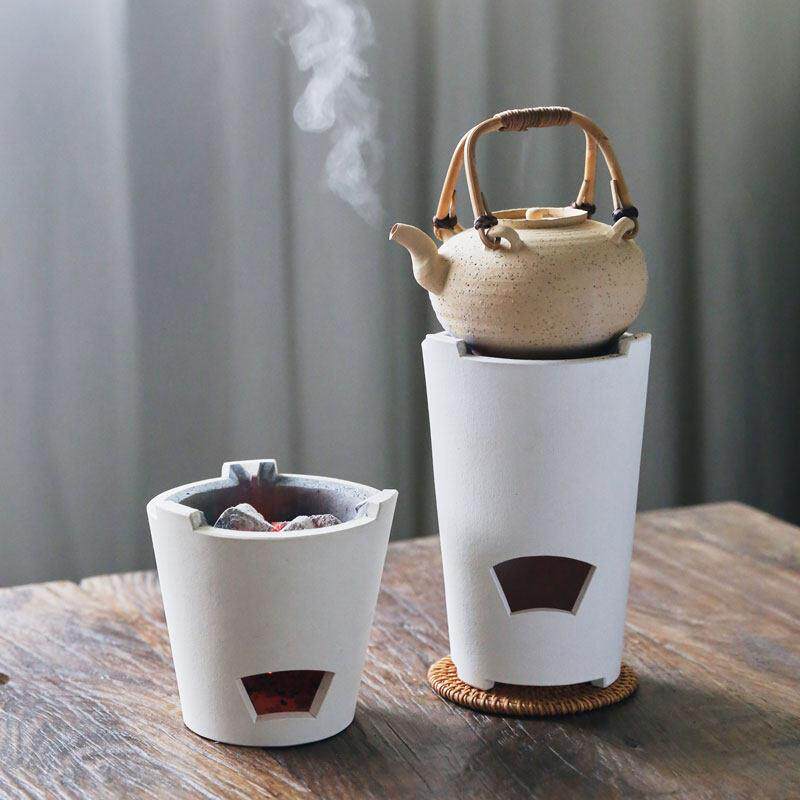 手工白泥炭火煮茶炉中式家用老式功夫茶具碳烤炉室内外蜡烛酒精风