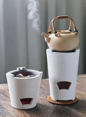 手工白泥炭火煮茶炉中式家用老式功夫茶具碳烤炉室内外蜡烛酒精风