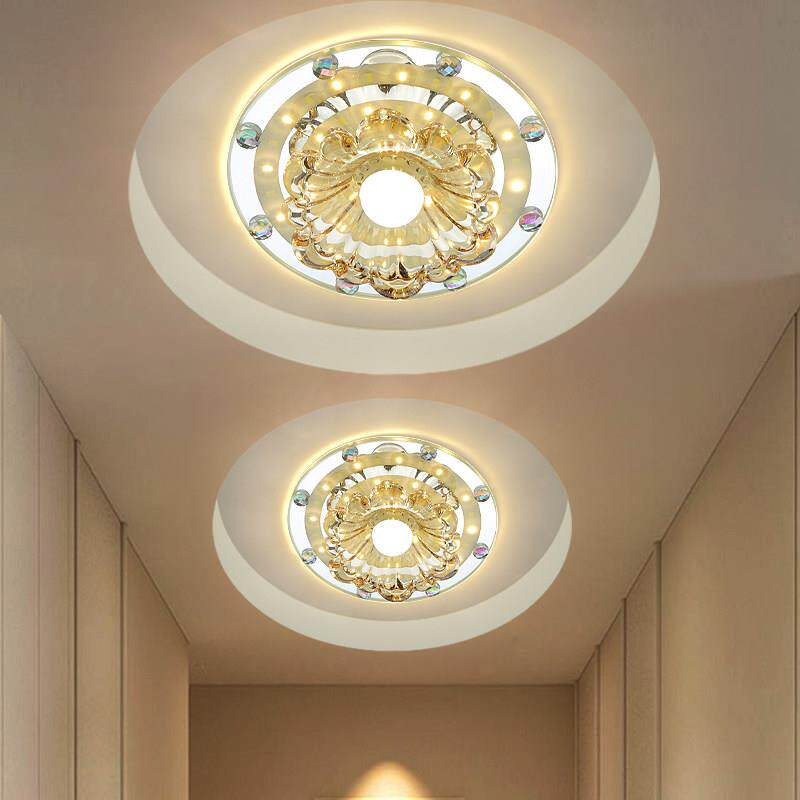 现代led水晶过道走廊灯入户玄关灯新式射灯筒灯钻孔8到12厘米孔灯