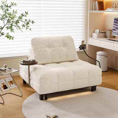 海绵款风发床奶油多功能可折叠沙沙发小户型网红可伸缩阳HG023-15