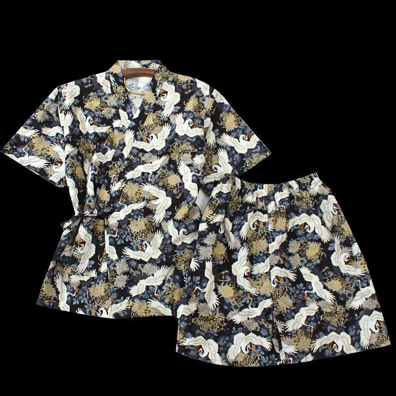 大亲子蒸情侣国汗家居服亚麻睡衣服潮开衫高档新款码女桑拿日式