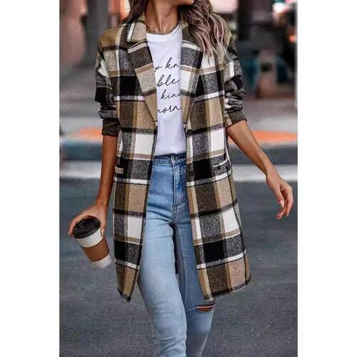 Women'S Plaid Shacket Jacket Casual Button Wool Blend Winter