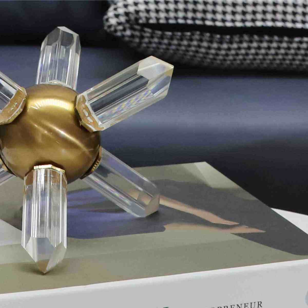 六角星芒摆件简约创意摆件家具装饰品金色水晶摆件别墅样板房书
