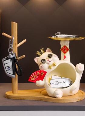 猫放钥匙收纳玄摆件入AL100867户门客乔厅家关居装大肚猫饰品迁