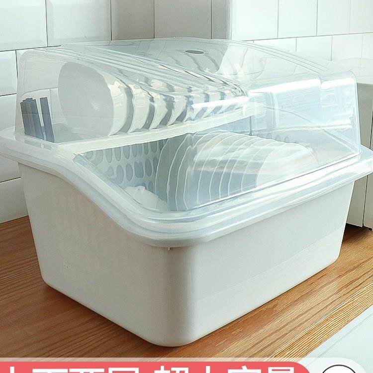 装碗筷收纳盒特大碗柜塑料带盖厨房放碗碟沥水架餐具收纳箱置物架