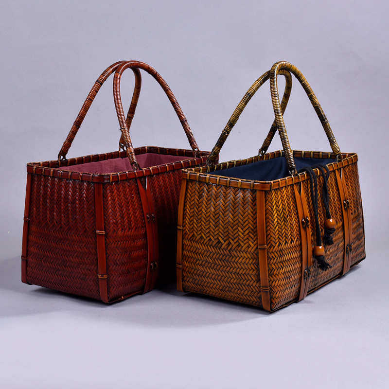 新款手提复古精编大号竹包竹编包度假竹编茶具收纳包竹篮子手提篮,餐饮具,茶具礼盒,淘宝优惠券,粉丝福利购,淘宝优惠卷
