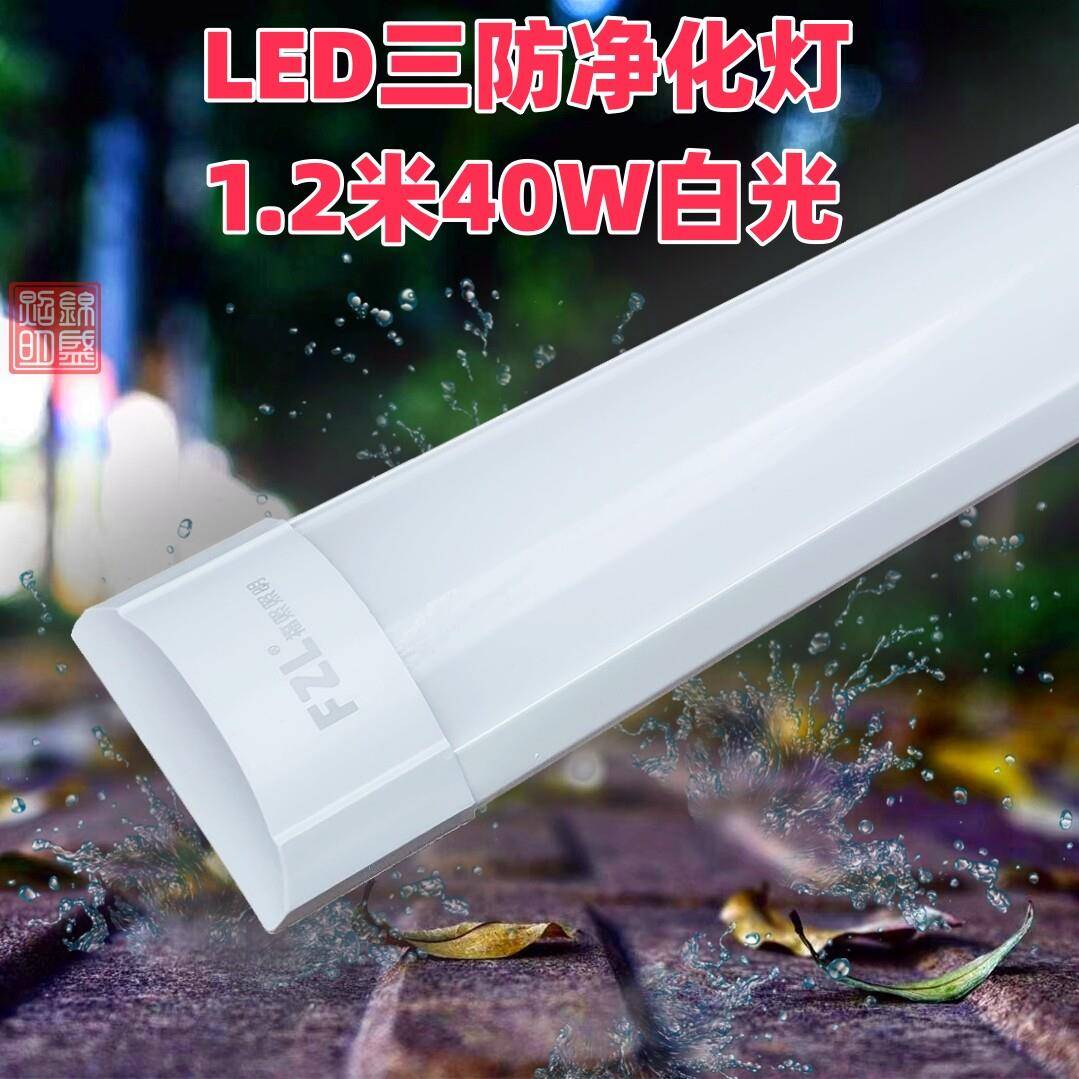 福照照明三防净化灯1.2米40W商用家用超薄弧形防尘支架长条日光灯图片