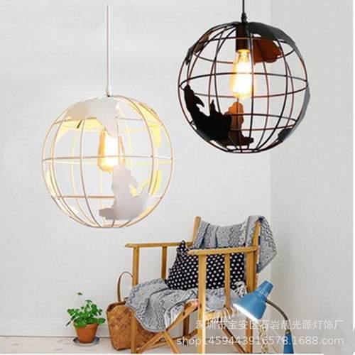 创意艺术咖啡厅工业风卧室酒吧台复古北欧现代简约地球仪单头吊灯