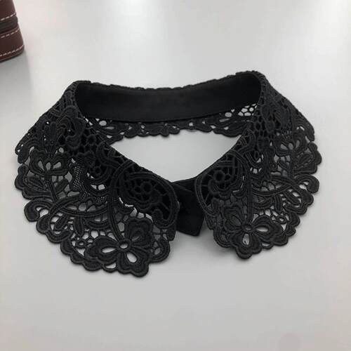 黑白色精品刺绣花边圆领跨境假领