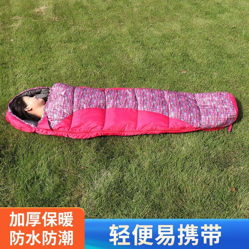 加厚针织高级时尚睡袋花色户外过夜睡袋高级拉链易收纳睡袋