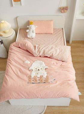 A类卡通可LPF儿爱纯棉太空人幼儿园三件套全棉被入园套被童褥六件